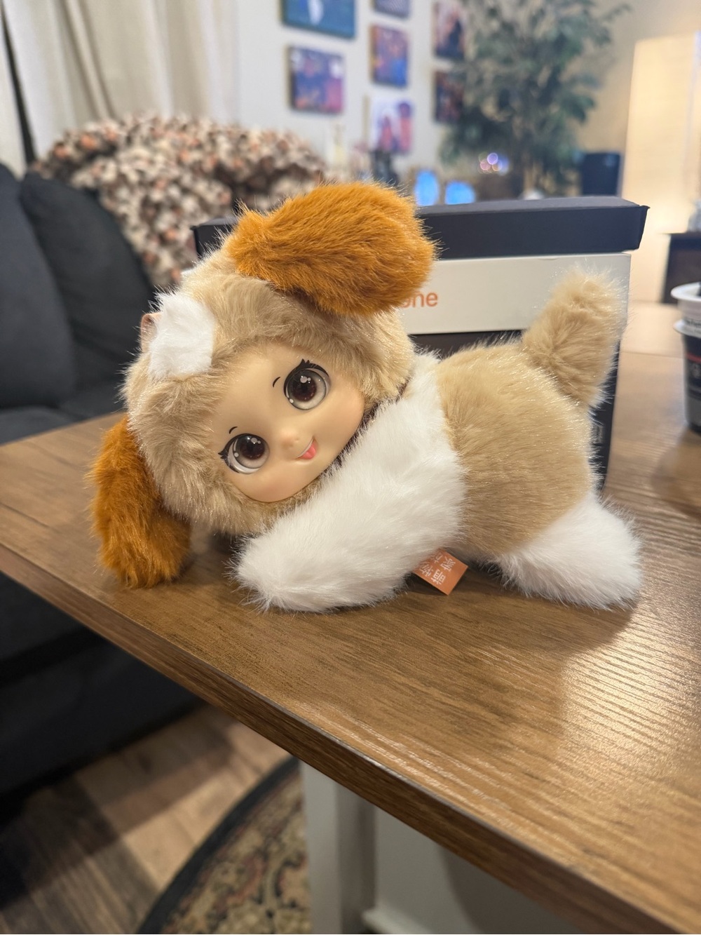 Cute vinyl face dog doll plush
